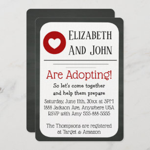 Invitation Envoi d'un tableau noir et rouge de douche d'adopt