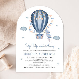 Invitation Envolée Bleue Montgolfière Baby Shower