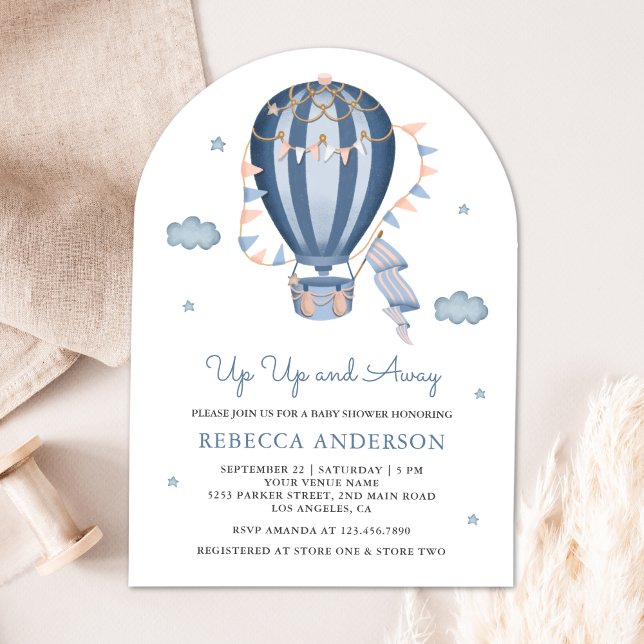Invitation Envolée Bleue Montgolfière Baby Shower (Créateur téléchargé)