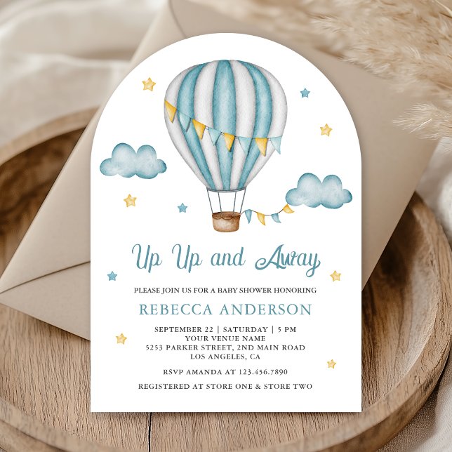 Invitation Envolée Bleue Montgolfière Baby Shower (Créateur téléchargé)