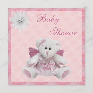 Invitation Envoyé Par Le Baby shower Rose D'Angel Teddy Au-De