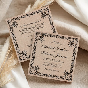 Invitation Épanouir Bordure Ornée Burlap Tout en Un Mariage