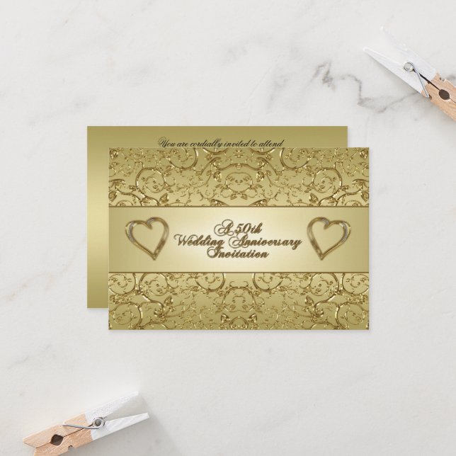Invitation Épanouissement 50e anniversaire de mariage (Devant/Arrière en situation)