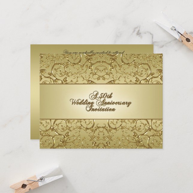 Invitation Épanouissement 50e anniversaire de mariage (Devant/Arrière en situation)