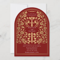 Épée dorée médiévale royale écarlate pour arche de