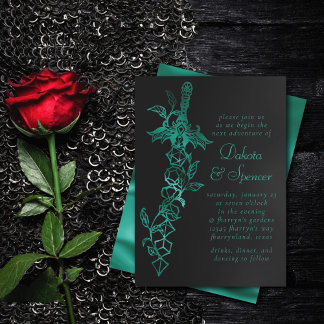 Invitation Épée RPG | Émeraude Imaginaire Table Gamer Dice