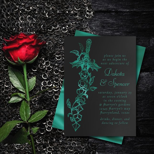 Invitation Épée RPG | Émeraude Imaginaire Table Gamer Dice (Créateur téléchargé)