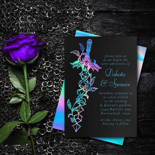 Invitation Épée RPG | Holo Sheen Imaginaire Tabletop Gamer Di (Créateur téléchargé)