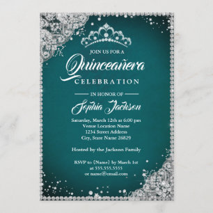 Invitation Éperche en dentelle de diamant Quinceanera en arge