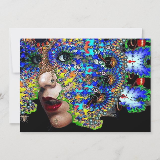 Invitation ÉPHÉMÈRE, Mardi Gras Soirée Mascarade noir bleu (Devant)