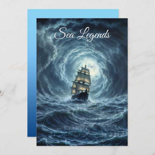 Invitation Epic bateau de tempête sur la lune des vagues aven (Devant / Derrière)