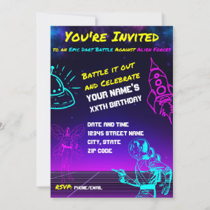 Invitation Epic Space Dart Blaster Anniversaire Fête Invitati
