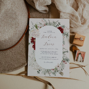 Invitation Épicéa & Dentelle   Mariage Florales d'Hiver
