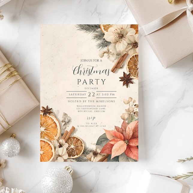 Invitation Épices Rustiques d'Hiver Joyeux Noël (Créateur téléchargé)