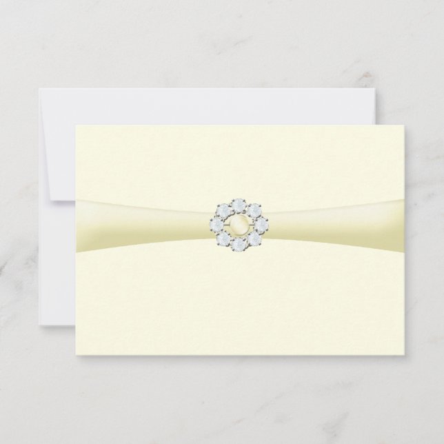 Invitation Épingle de diamant et de perle sur ruban Enregistr (Devant)