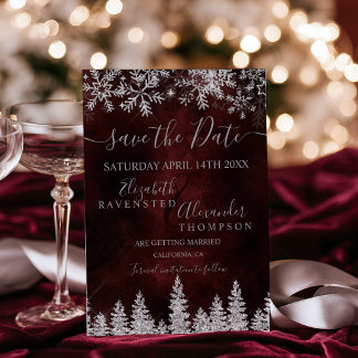 Invitation Épingle de neige argentée rouge Noël mariage d'hiv