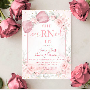 Invitation Épingle de remise de diplôme en floral rose pâle R