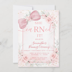Invitation Épingle de remise de diplôme en floral rose pâle R