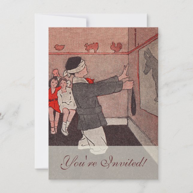 Invitation Épingler la queue de l'âne (Devant)