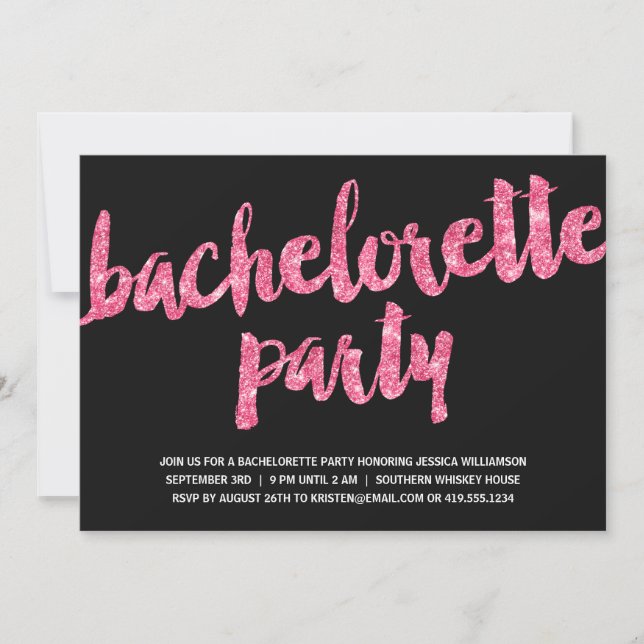 Invitation Épingles roses | Parties scintillant Look Bachelor (Devant)