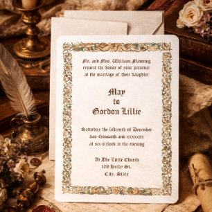 Invitation Époque de la Renaissance vers 1550 Mariage à bordu