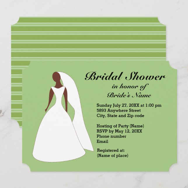 Invitation Épouse dans Gown Greenery Fête des mariées en band (Devant / Derrière)
