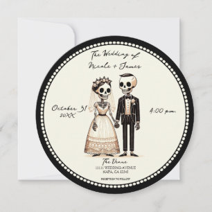 Invitation Épouse de squelette de dessin + Mariage géant