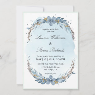Invitation Épouse d'hiver bleu doux Pastel blanc sur mesure