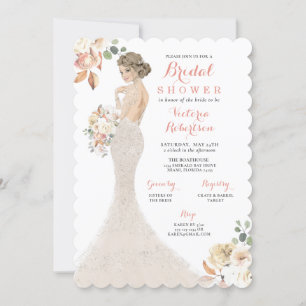 Invitation Épouse Glam d'automne dans Gown Bridal Shower Invi