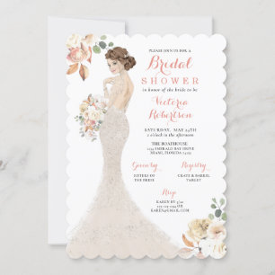 Invitation Épouse Glam d'automne dans Gown Bridal Shower Invi