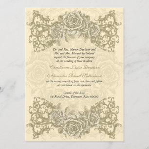 Invitation Épouser crème antique de roses