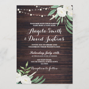 Invitation Épouser l'invitation rustique en bois de fleur