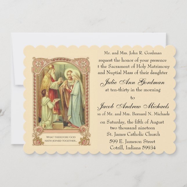Invitation Épouser saint catholique de roses de rose de (Devant)