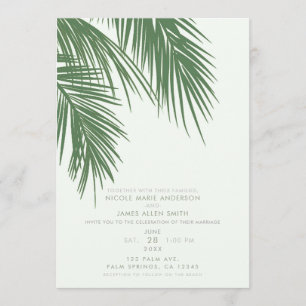 Invitation Épouser tropical élégant vert blanc de palmettes