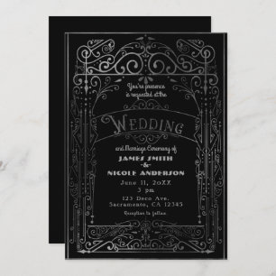 Invitation Épouser victorien vintage noir et argenté de Deco