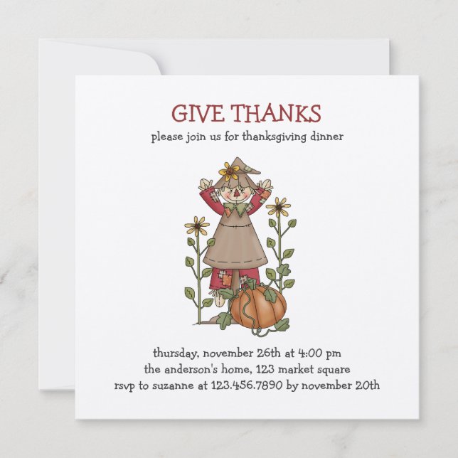 Invitation Épouvantails d'automne (Devant)