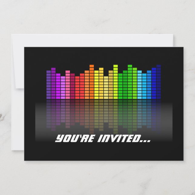 Invitation Equaliseur de musique coloré avec Réflexion, Techn (Devant)