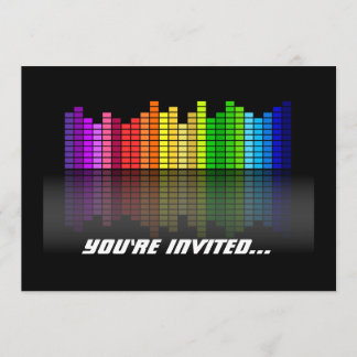 Invitation Equaliseur de musique coloré avec Réflexion, Techn