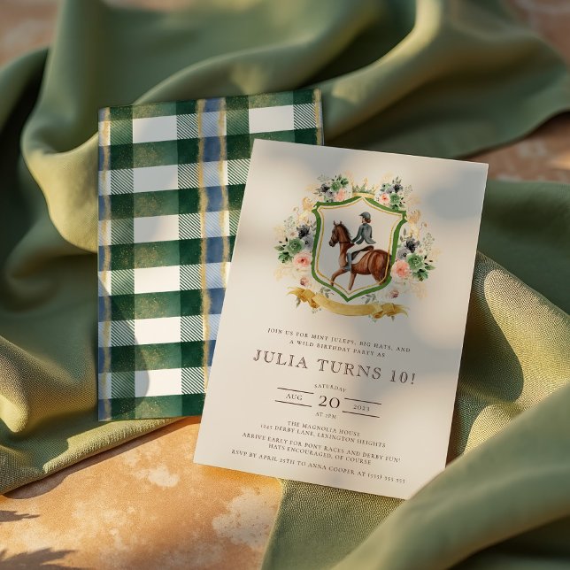 Invitation Equestre élégant Floral Horse fête d'anniversaire (Créateur téléchargé)