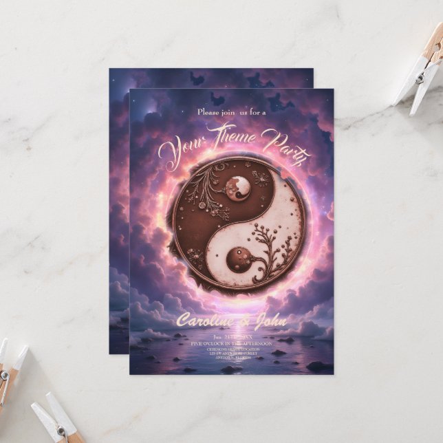 Invitation Équilibre au clair de lune – Yin Yang de la lumièr (Devant/Arrière en situation)