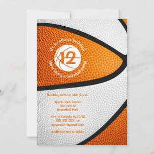 Invitation équipe blanche orange couleurs enfants basket-ball