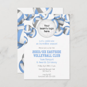 Invitation équipe d'adultes gris couleurs volley-ball prix ba