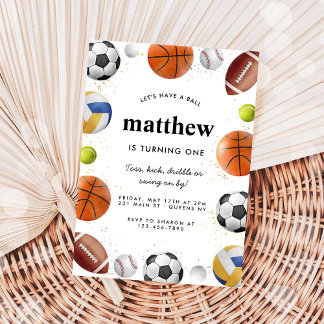 Invitation Équipe de ballons de sports modernes toute étoile