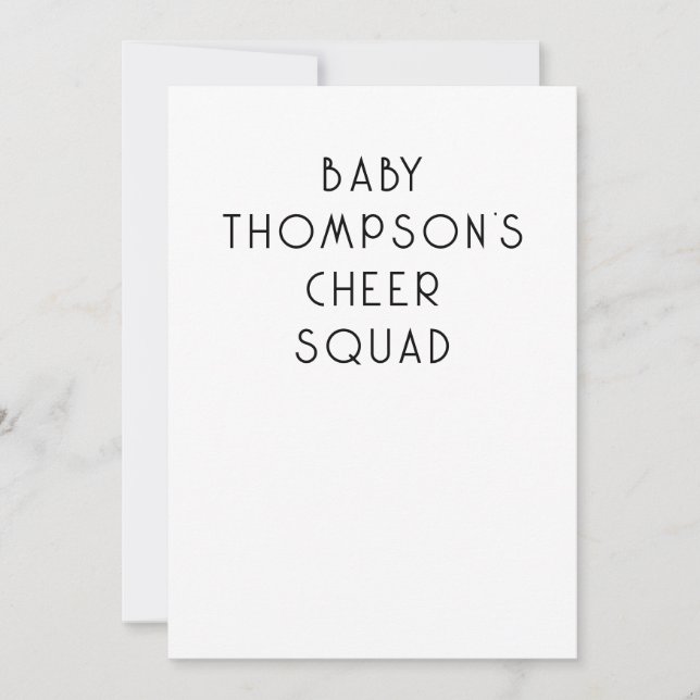 Invitation Équipe de Cheer pour le Nom de Bébé Texte Minimali (Devant)