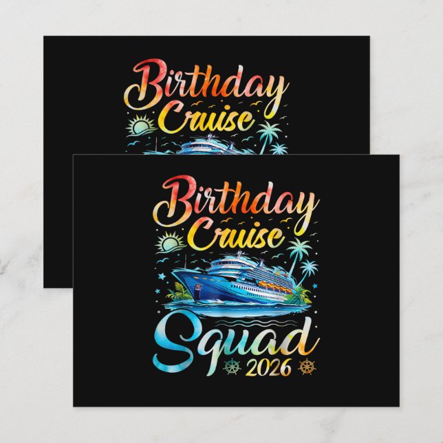 Invitation Équipe de croisière d'anniversaire 2026 (Devant / Derrière)