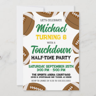 Invitation Équipe de football Jaune Vert Garçons fête d'anniv
