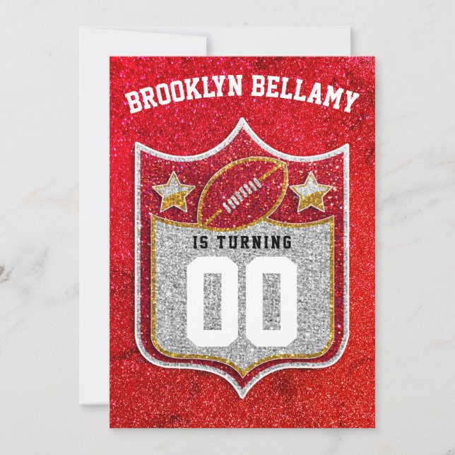 Invitation Équipe de football rouge et or Couleurs Quarterbac (Devant)