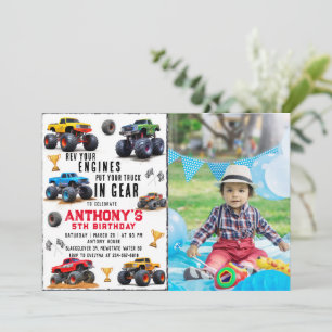 Invitation Équipe de Monster Truck Fête d'anniversaire avec p