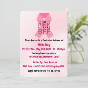 Invitation Équipe de soutien au cancer du sein Ruban rose Per