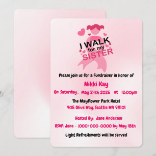 Invitation Équipe de soutien au cancer du sein Ruban rose Per